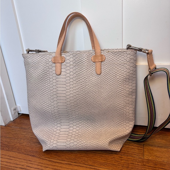 Consuela thunderbird essential tote leather snakeskin cream purse crossbody bag - Picture 3 of 7